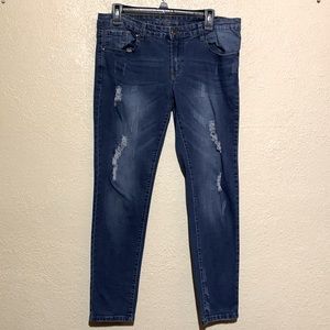 ZW Design Denim Jeans Pants Blue Stretch Skinny Ripped Jr 15🌀